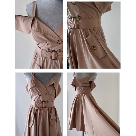 PENELOPE-‘Trench Coat' Dress in Olive or Tan - Picture 5 of 8